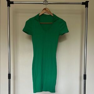 Green Ribbed Knit Bodycon Dress